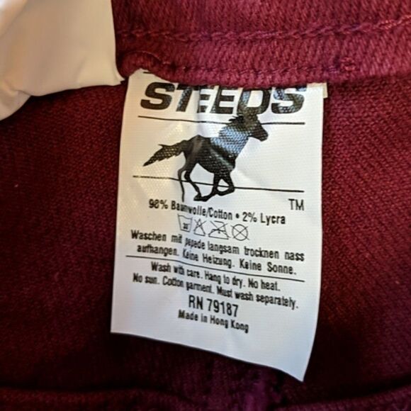 Steeds Stretch Denim Riding Jeans 12 Burgundy - Picture 3 of 11